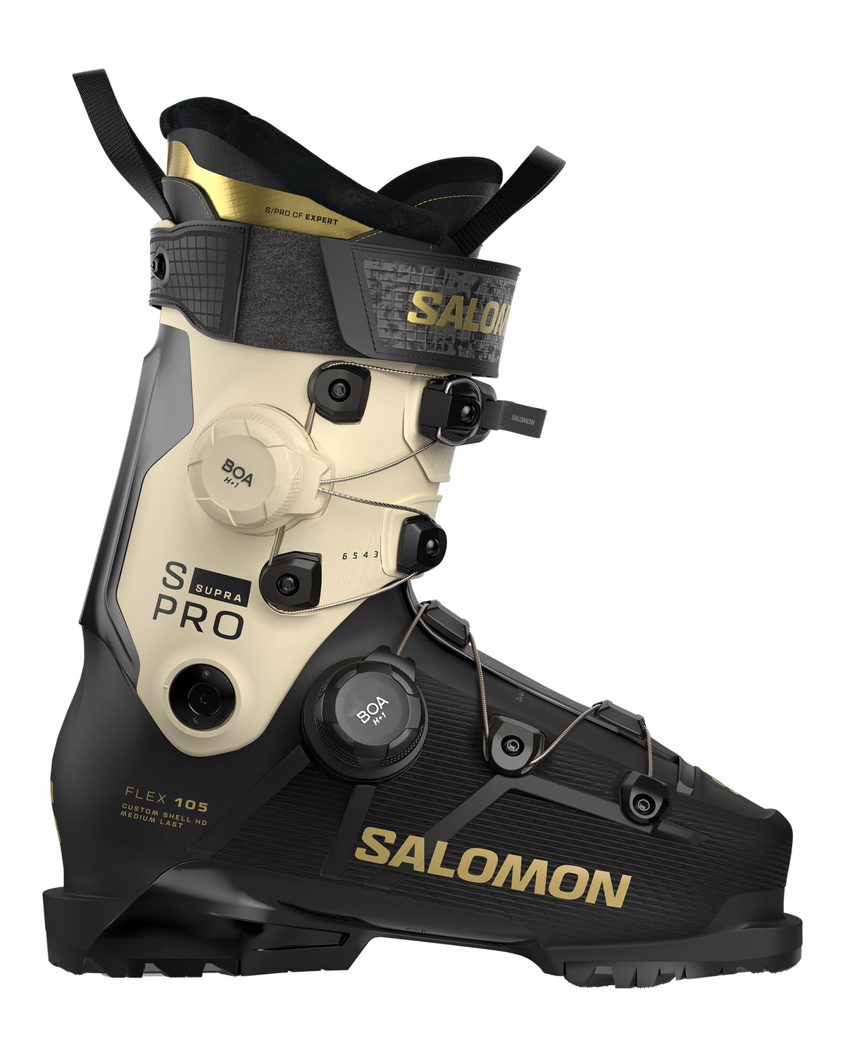 Salomon S/PRO SUPRA DUAL BOA 105 Damen-Skischuhe Schwarz/Creme/Gold-Metallic Bild 1