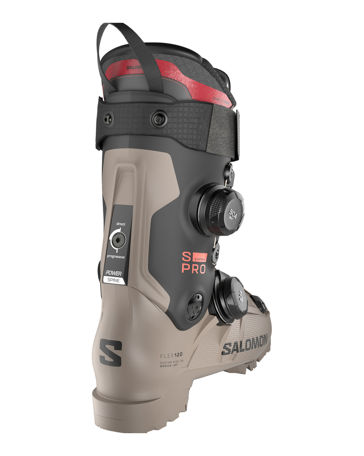 Salomon S/PRO SUPRA DUAL BOA 120 Herren-Skischuhe Taupe/Schwarz/Rot-Metallic Bild 2
