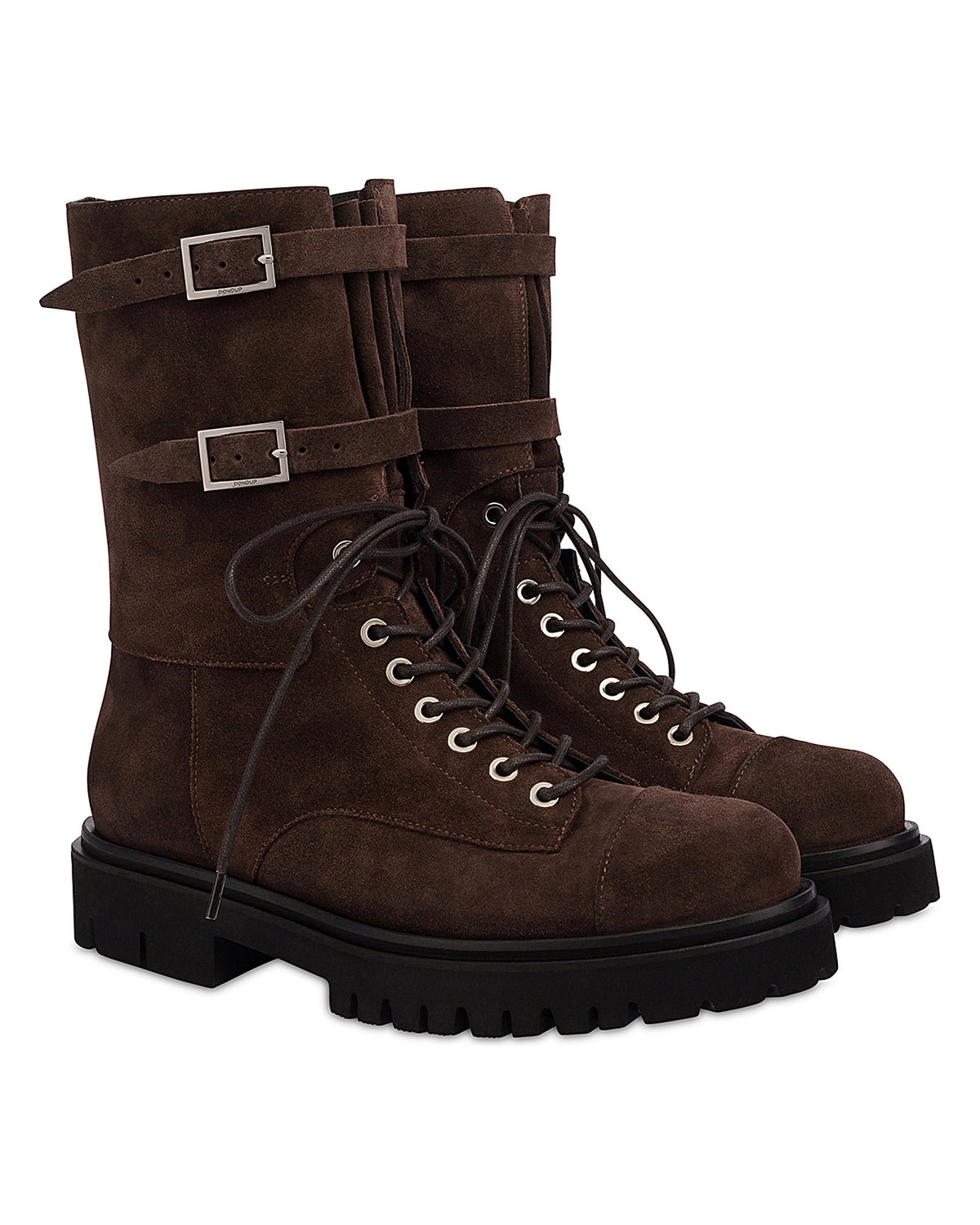 Dondup Damen-Combat-Boots aus Spaltleder braun Bild 2