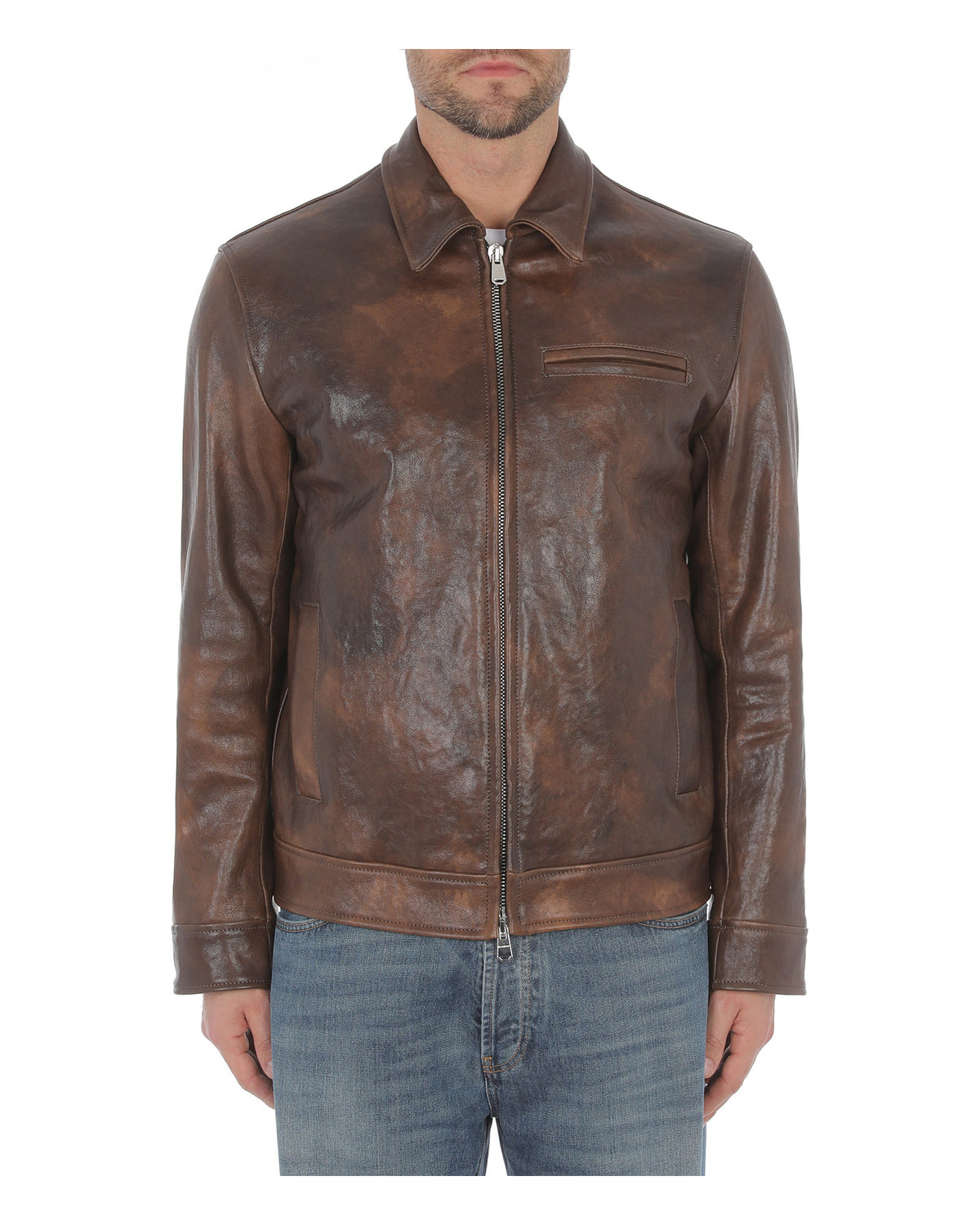 Dondup Herren-Bikerjacke aus Nappaleder dunkelbraun Bild 1