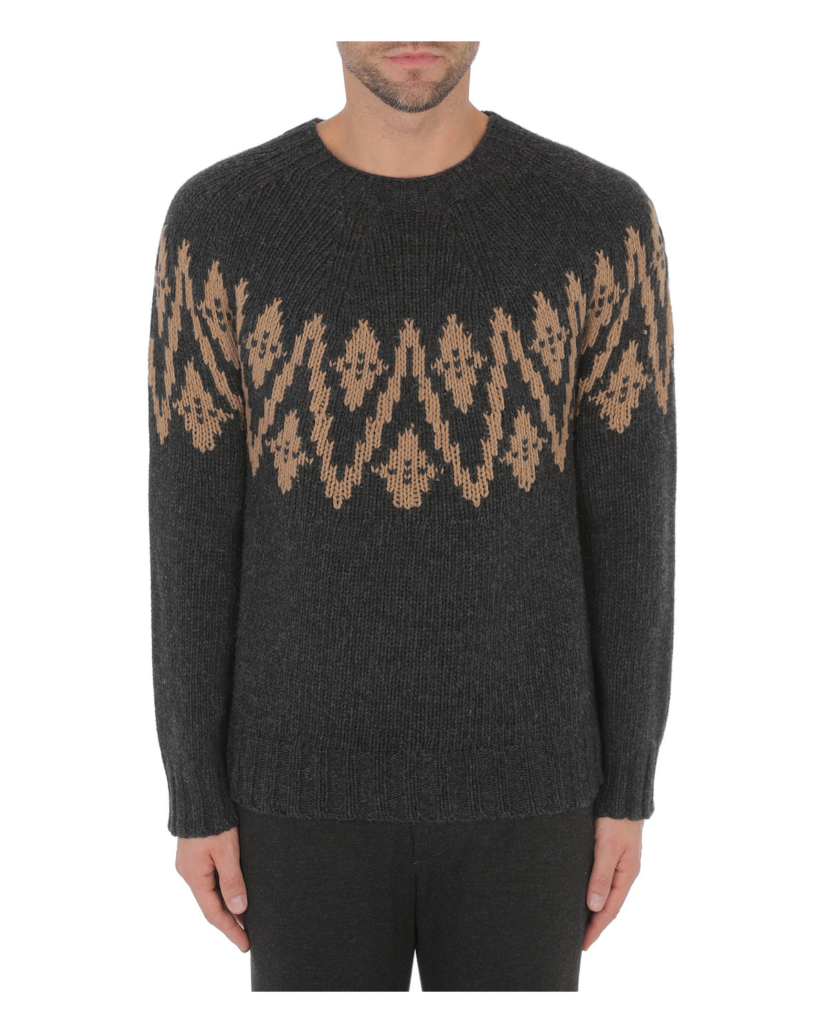 Dondup Herren-Jacquardpullover aus Wolle dunkelgrau Bild 1