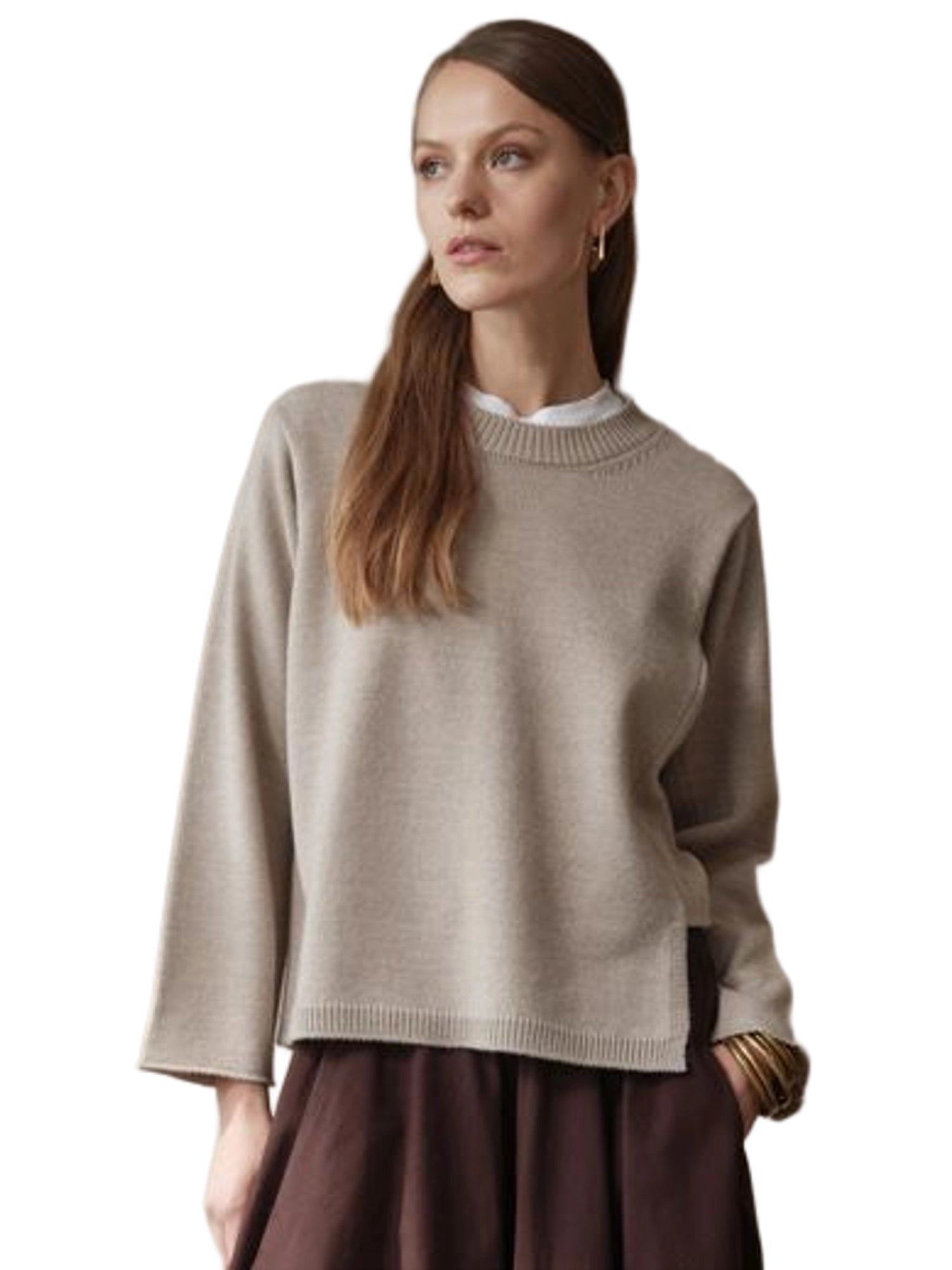 Floor Sweater Roundneck Strick Damen beige beige Bild 1