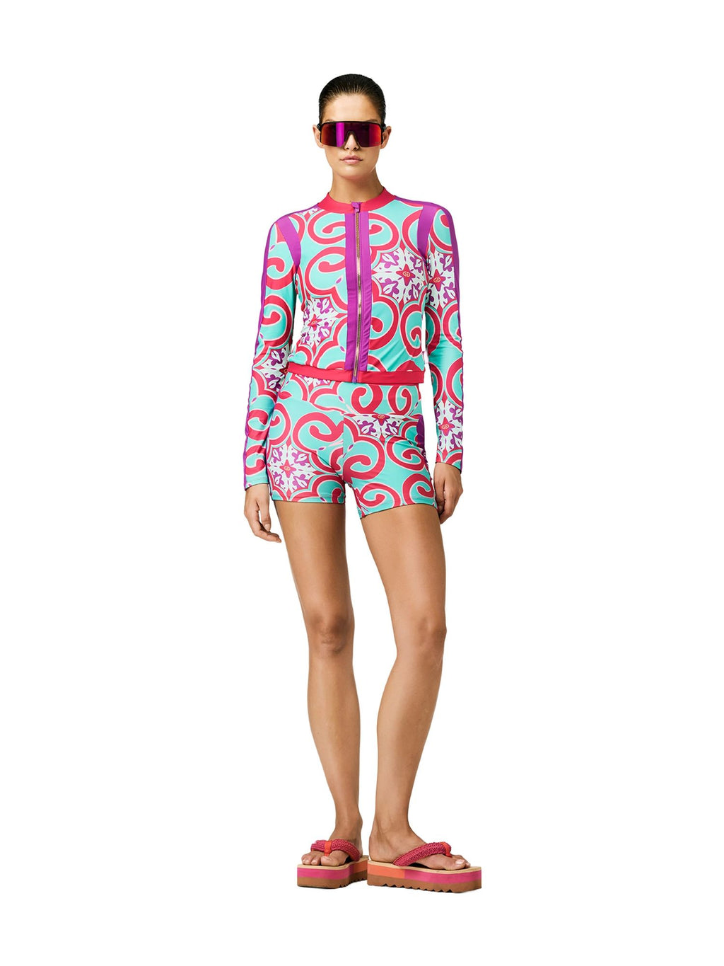 Goldbergh Rafaella Rashguard Damen grün-blau/weiß/ pink Bild 1