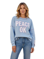 Miss Goodlife Roundneck Peace OK Hoodies & Sweater Damen hellblau hellblau Bild 1