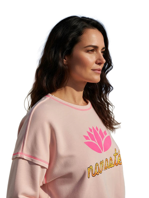 Miss Goodlife Roundneck Short Namasté Hoodie Damen rosa rosa Bild 2