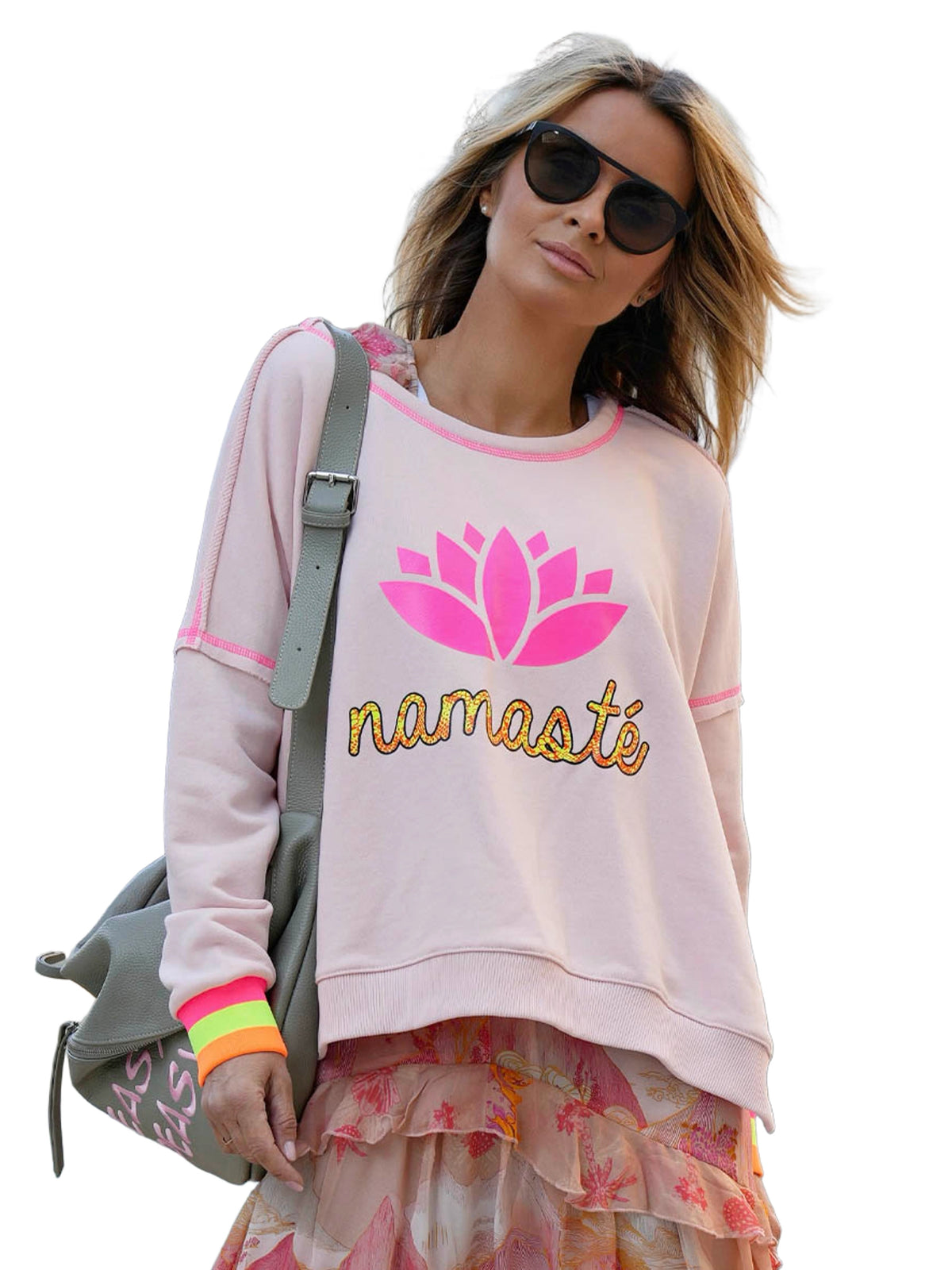 Miss Goodlife Roundneck Short Namasté Sweater Damen rosa rosa Bild 4