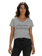 Miss Goodlife T-Shirt V-Neck Detox with Champagne T-Shirts Damen hellgrau hellgrau Bild 1