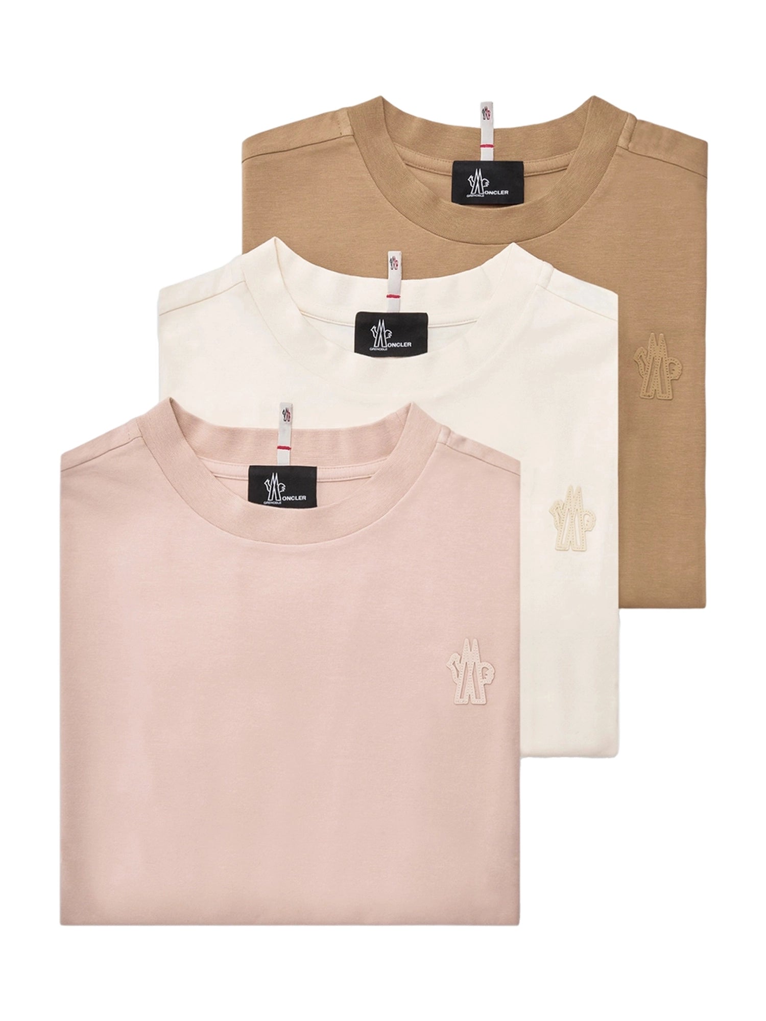 Moncler Grenoble Logo Patch Cotton Blend T-Shirt 3er-Pack T-Shirts Damen rosa/weiss/braun (*) Bild 1