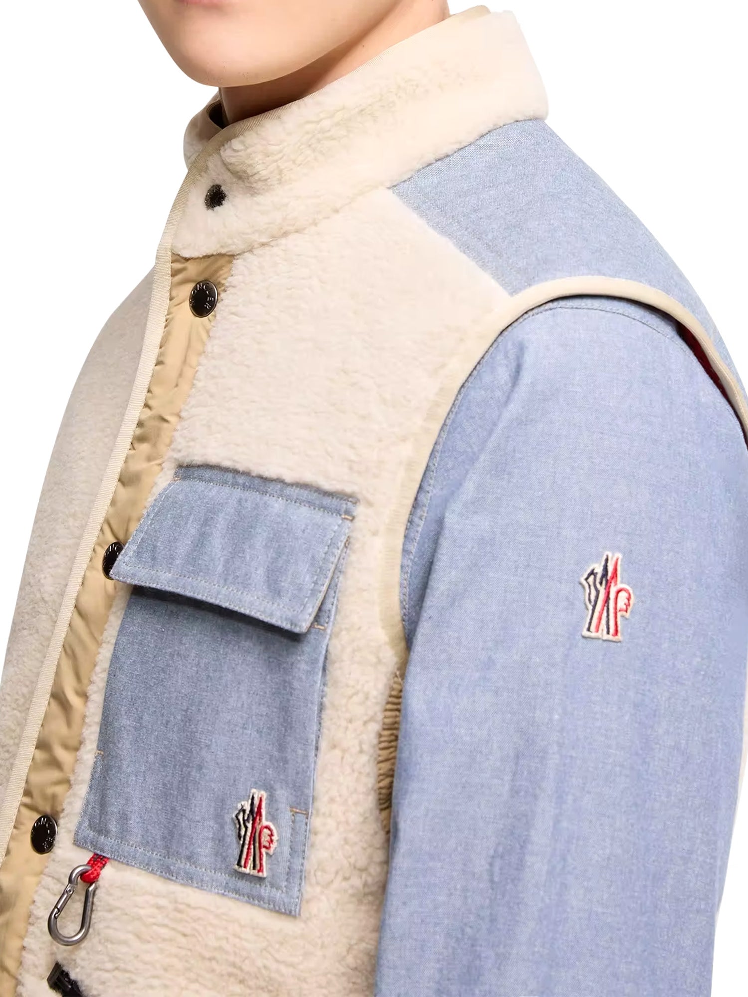 Moncler Grenoble Teddy & Chambray Weste Herren beige beige Bild 4