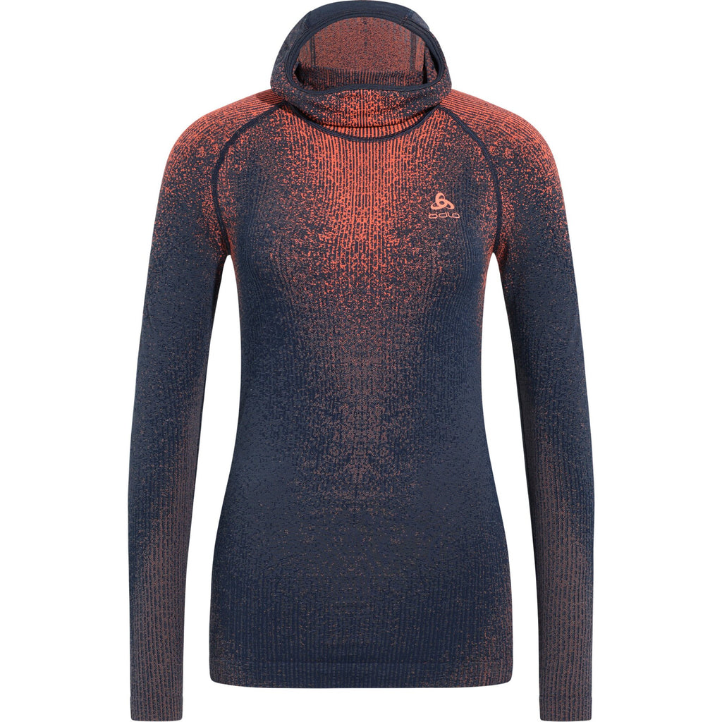 Odlo Bl Top facemask l/s Blackcomb Skiunterwäsche Damen dunkelblau/orange - Odlo - MEINFREUDENHAUS