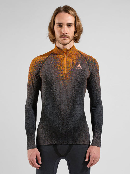 Odlo Bl Top turtle neck l/s half zip Skiunterwäsche Herren schwarz/orange schwarz/orange Bild 2