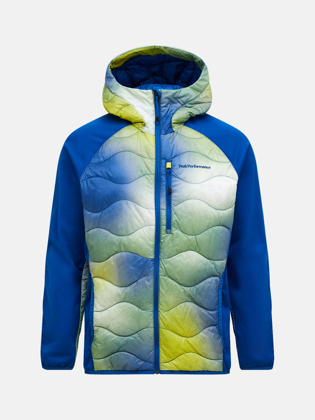 Peak Performance AOP Helium Down Hybrid Midlayer Herren dunkelblau/gelb dunkelblau/gelb Bild 1