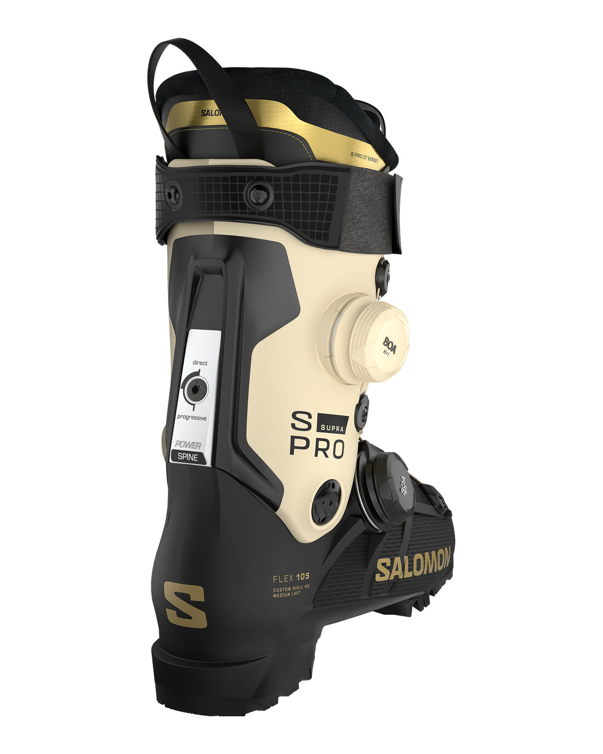 Salomon S/PRO SUPRA DUAL BOA 105 Damen-Skischuhe Schwarz/Creme/Gold-Metallic Bild 2