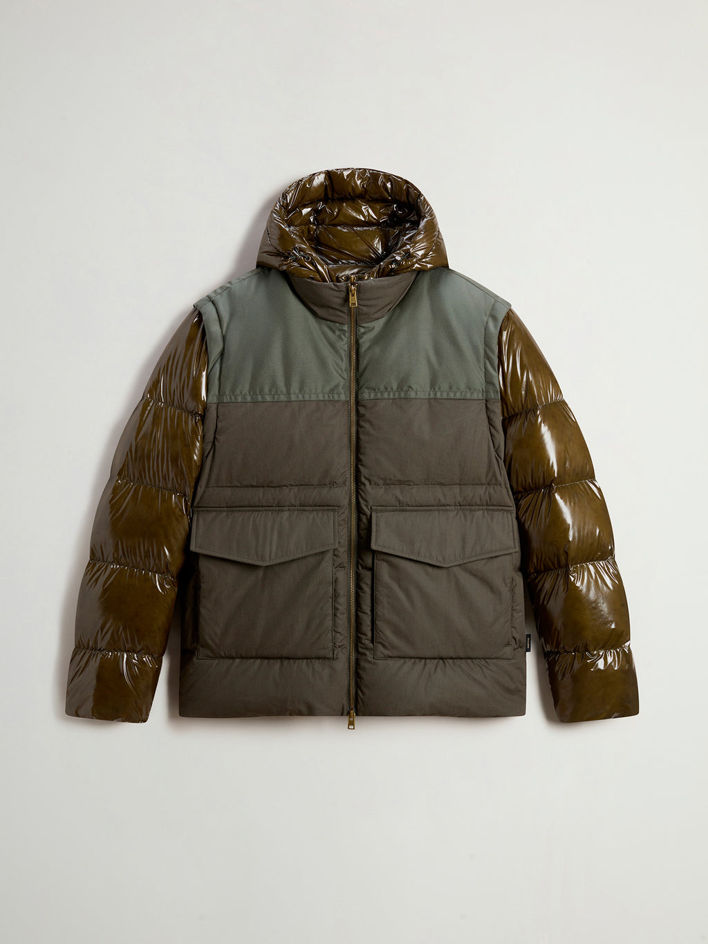 Woolrich Mixmedia Convertible Puffer Jacke Herren olive olive Bild 1